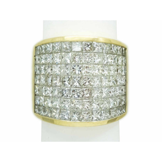6ctw Natural Princess Diamond Invisible Cigar-Style Band Ring 18k Gold Size 7.75