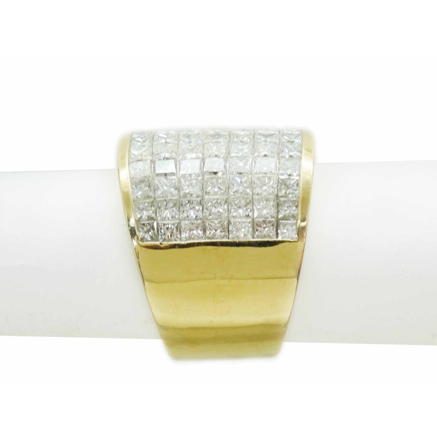 6ctw Natural Princess Diamond Invisible Cigar-Style Band Ring 18k Gold Size 7.75