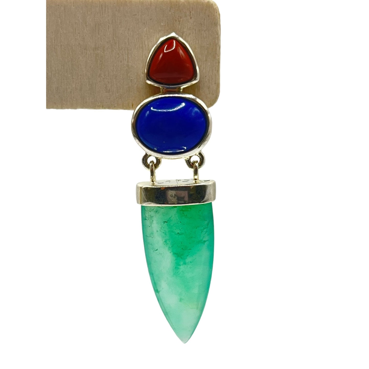 Whitney Kelly Sterling Silver Jadeite Lapis Lazuli Red Agate Dangle Drop Earring