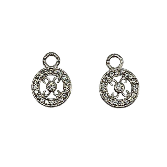 Epiphany Sterling Silver Earring Charms Circular Bezel and Pave Set Round CZ