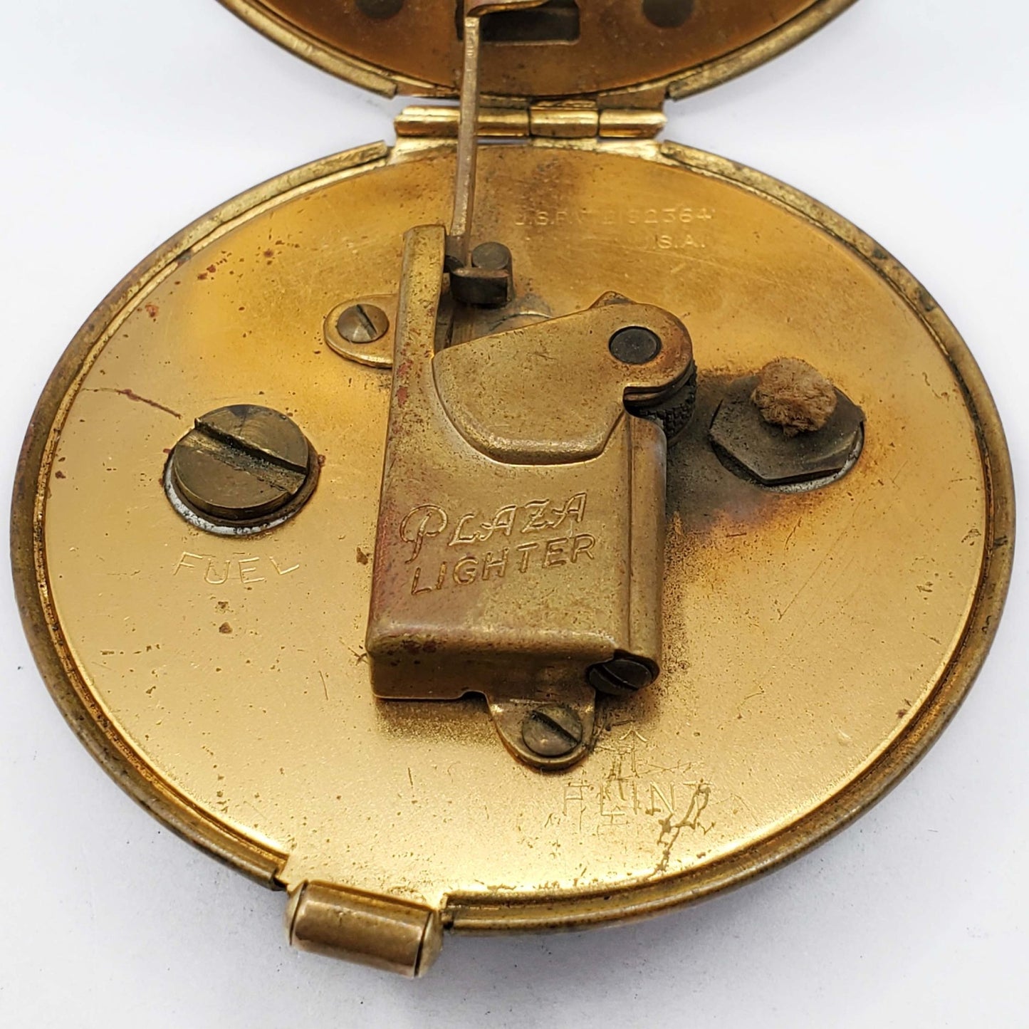 Vintage Plaza Lighter Compact 1940s Rare Working Flint