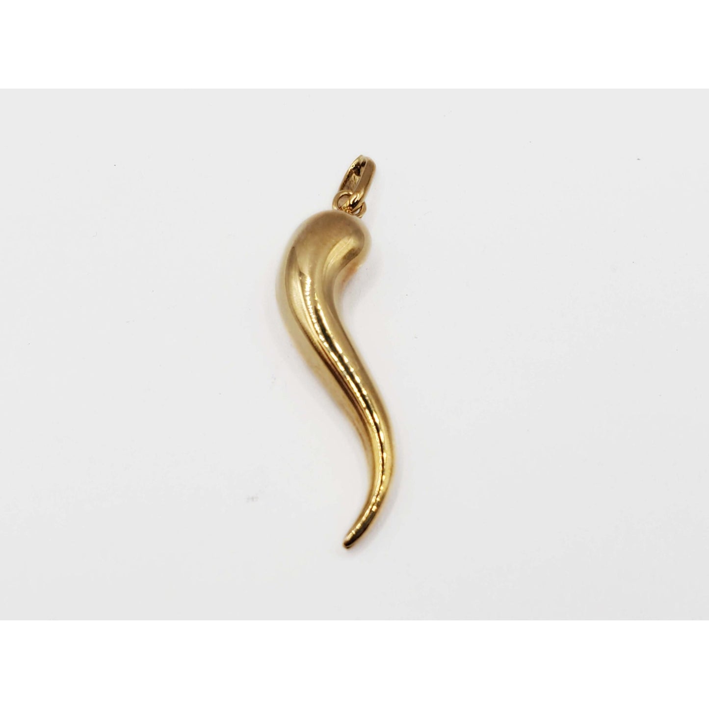 Italian Cornicello Horn Lucky Charm Pendant 14k Gold MI 1-3/4"