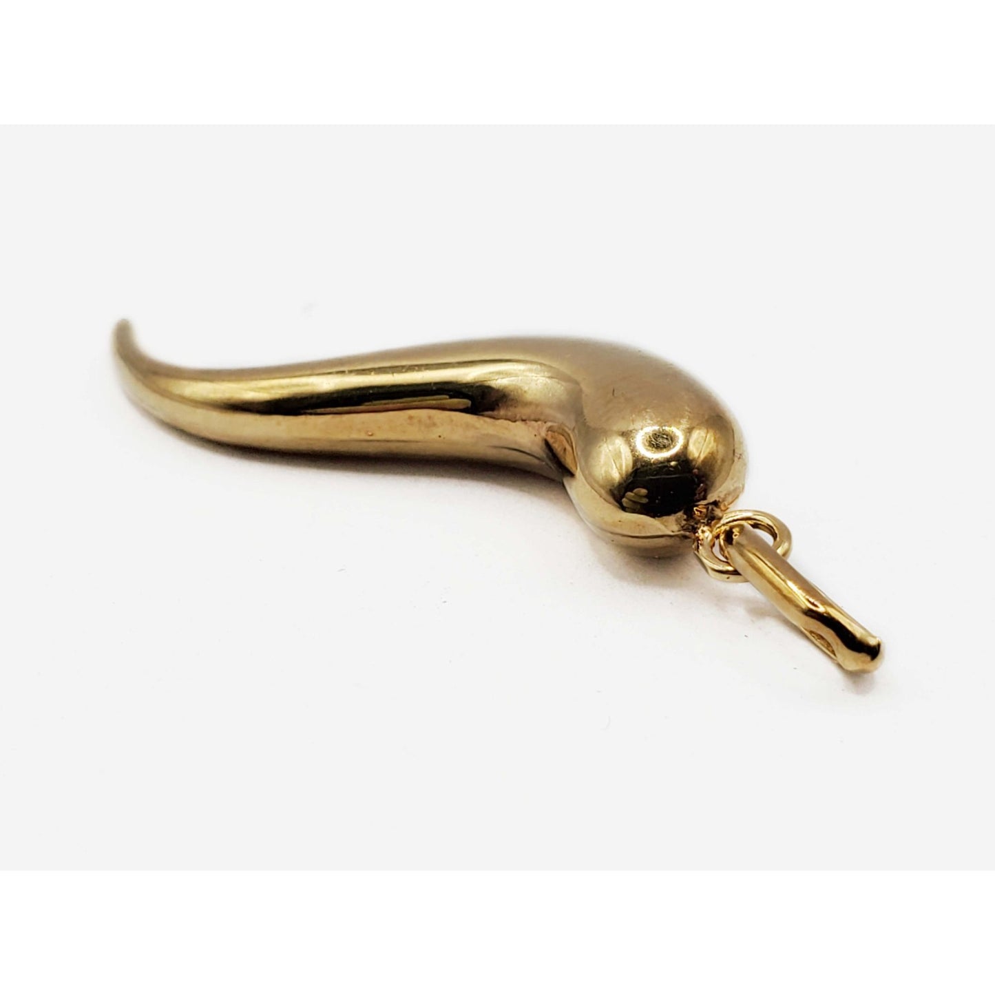 Italian Cornicello Horn Lucky Charm Pendant 14k Gold MI 1-3/4"