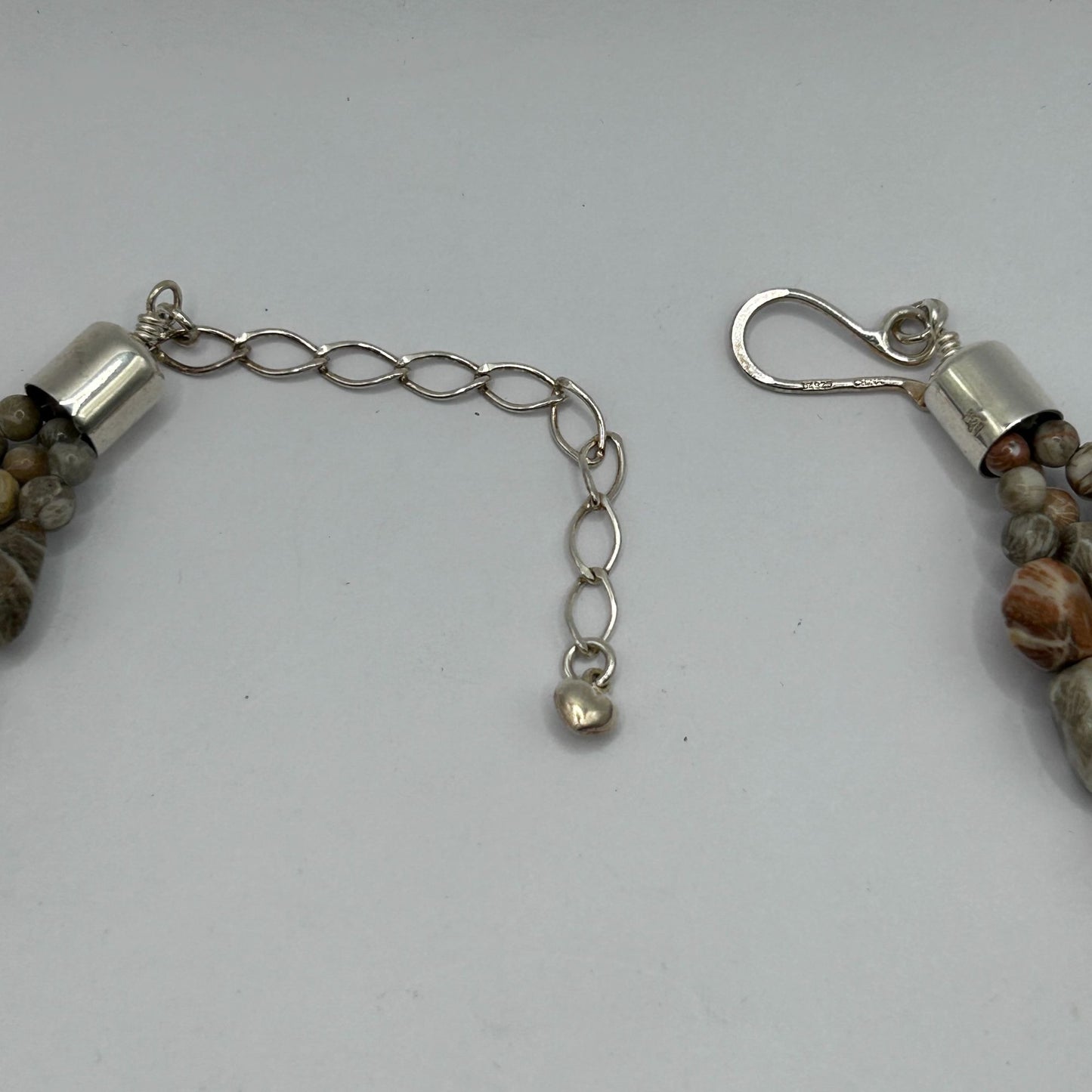 Jay King DTR Oregon Desert Jasper Bead Three Strand Sterling Silver Necklace 18"