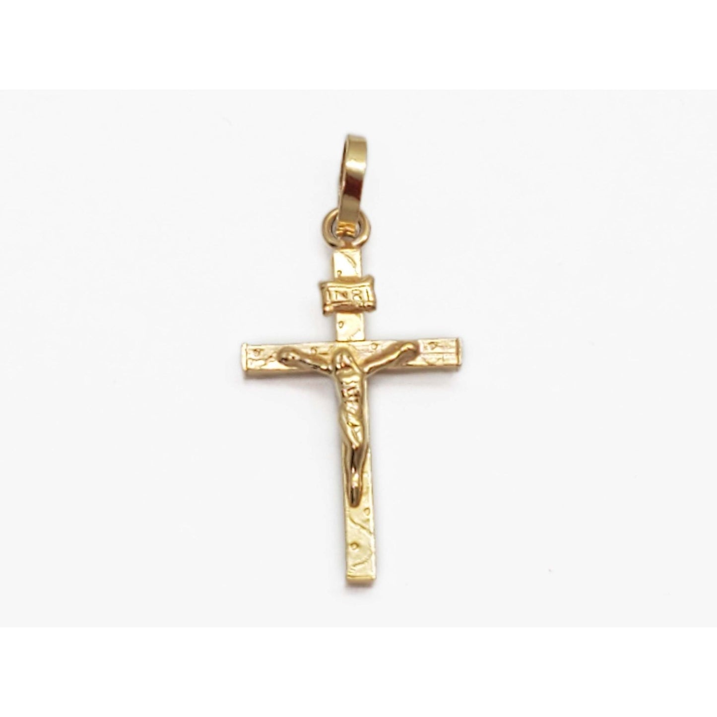 Dia-Cut Design Crucifix Cross Charm Pendant 18k Gold