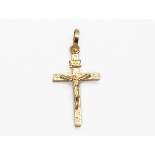 Dia-Cut Design Crucifix Cross Charm Pendant 18k Gold