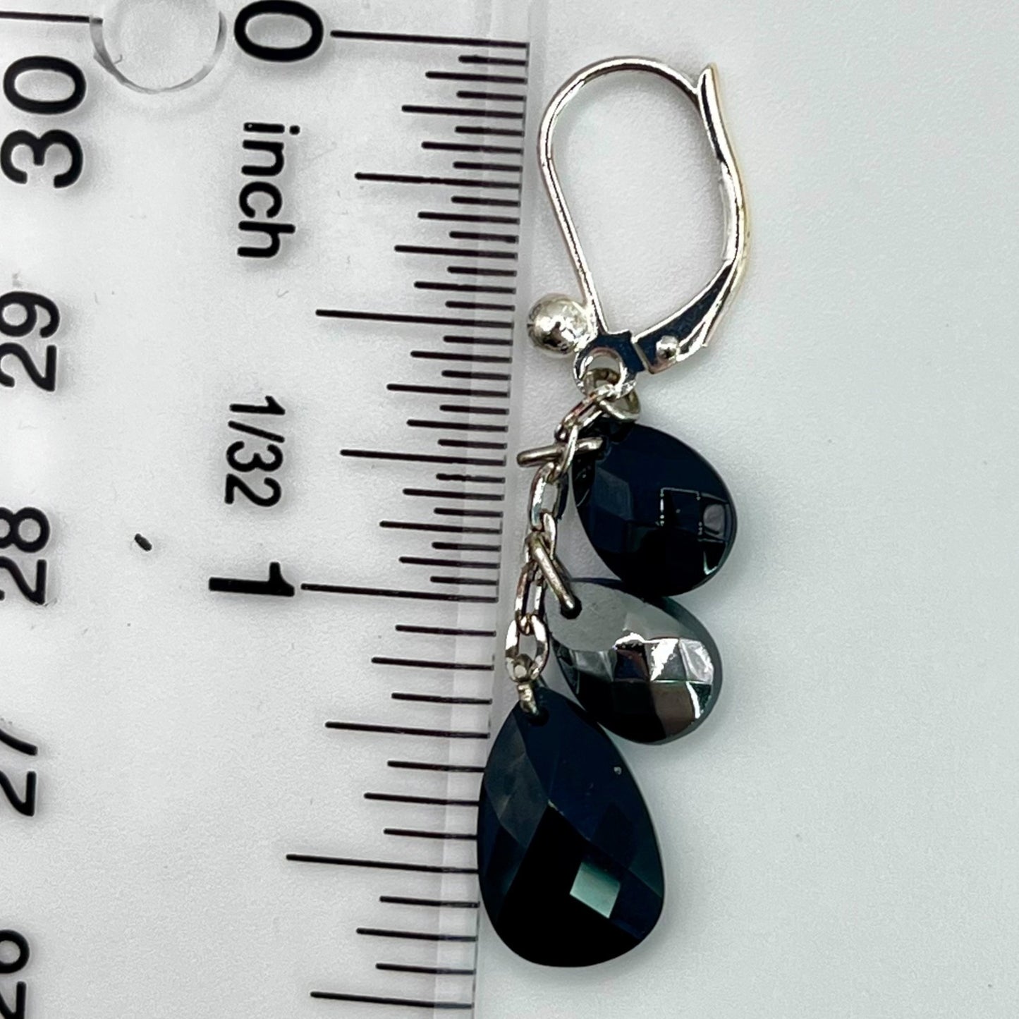 Sterling Silver Teardrop Beaded Crystal Drop Dangle Earrings Chic Versatile