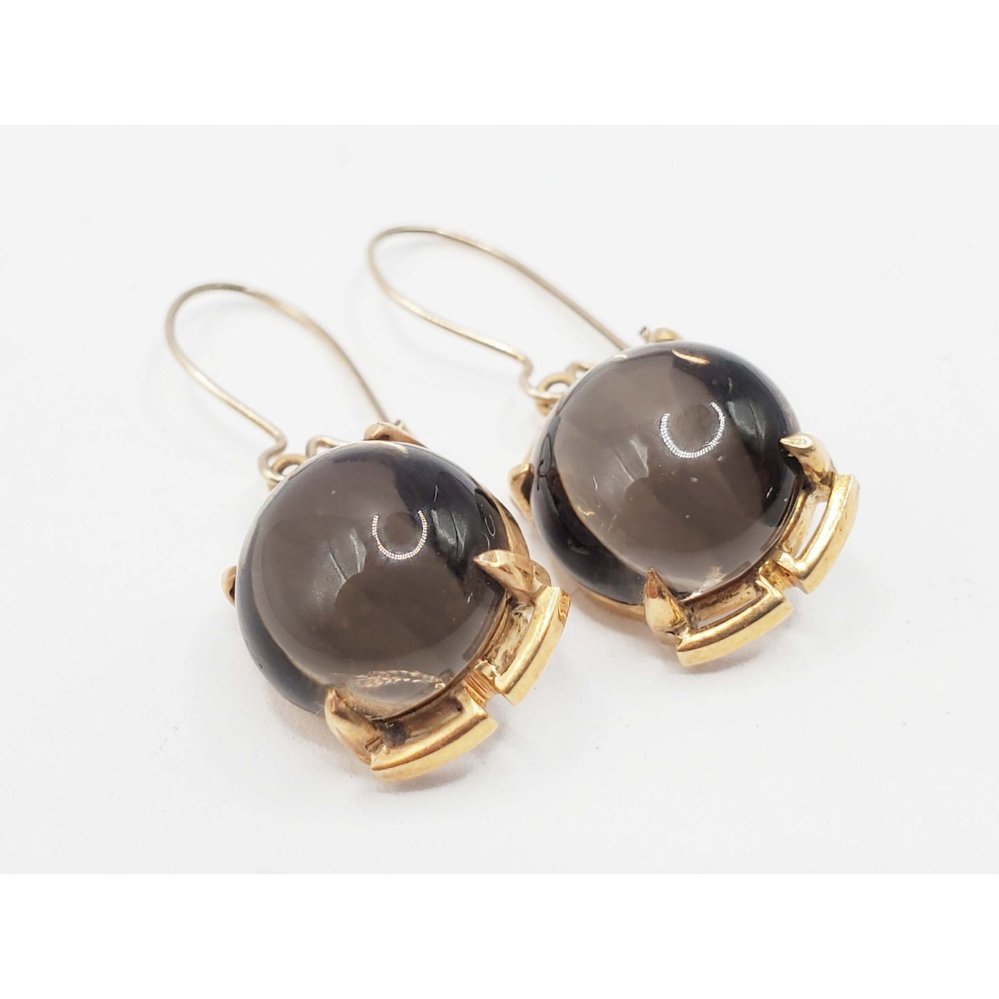 Pools of Light Smoky Quartz Drop Dangle Earrings 14k Gold