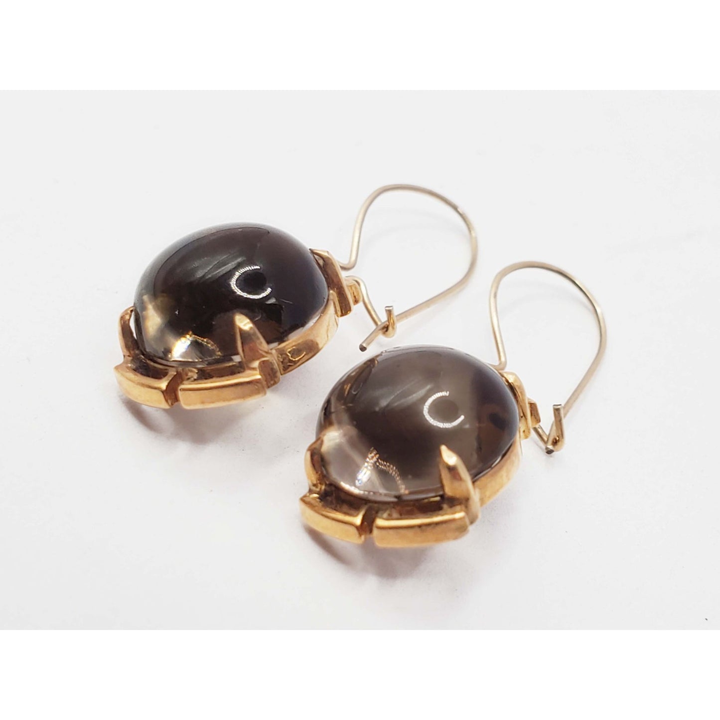 Pools of Light Smoky Quartz Drop Dangle Earrings 14k Gold