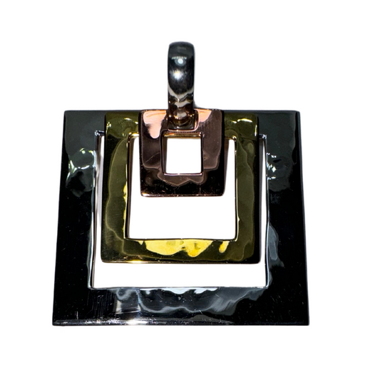 RLM Studio Robert Lee Morris Signed Sterling Silver Brass Copper Square Pendant