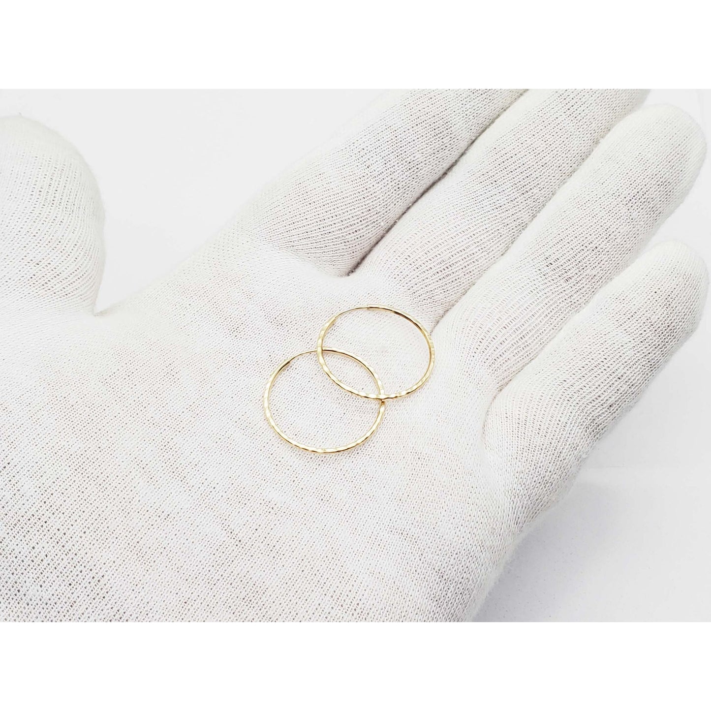 1mm Wide Dia-Cut Hoop Earrings 14k Gold 24mm Diameter