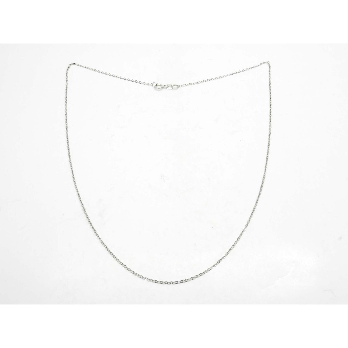 Thin Oval Link Chain Necklace 18" 14k White Gold