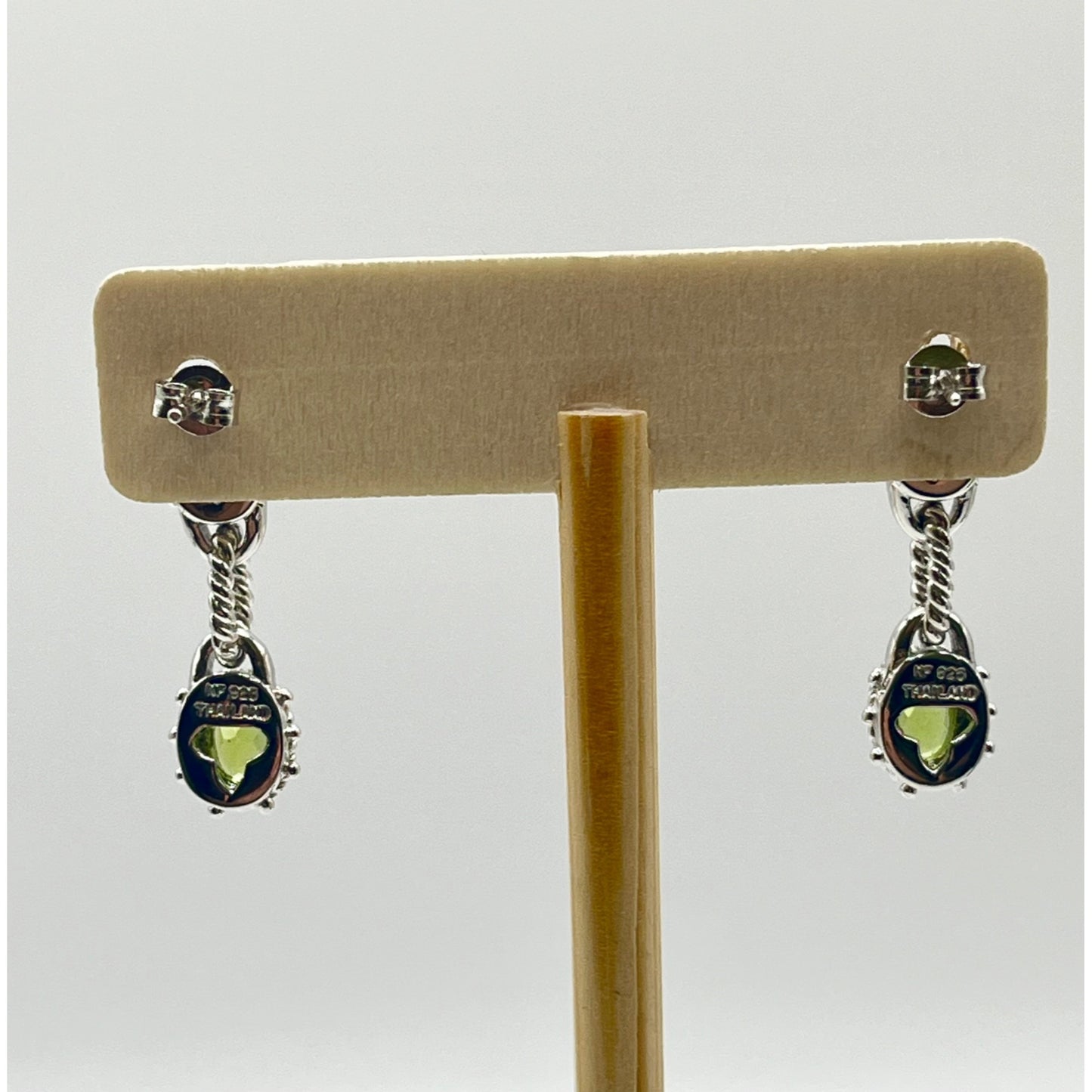 Chapal Zenray Thailand Sterling Silver Peridot Amethyst Dangle Earrings Textured