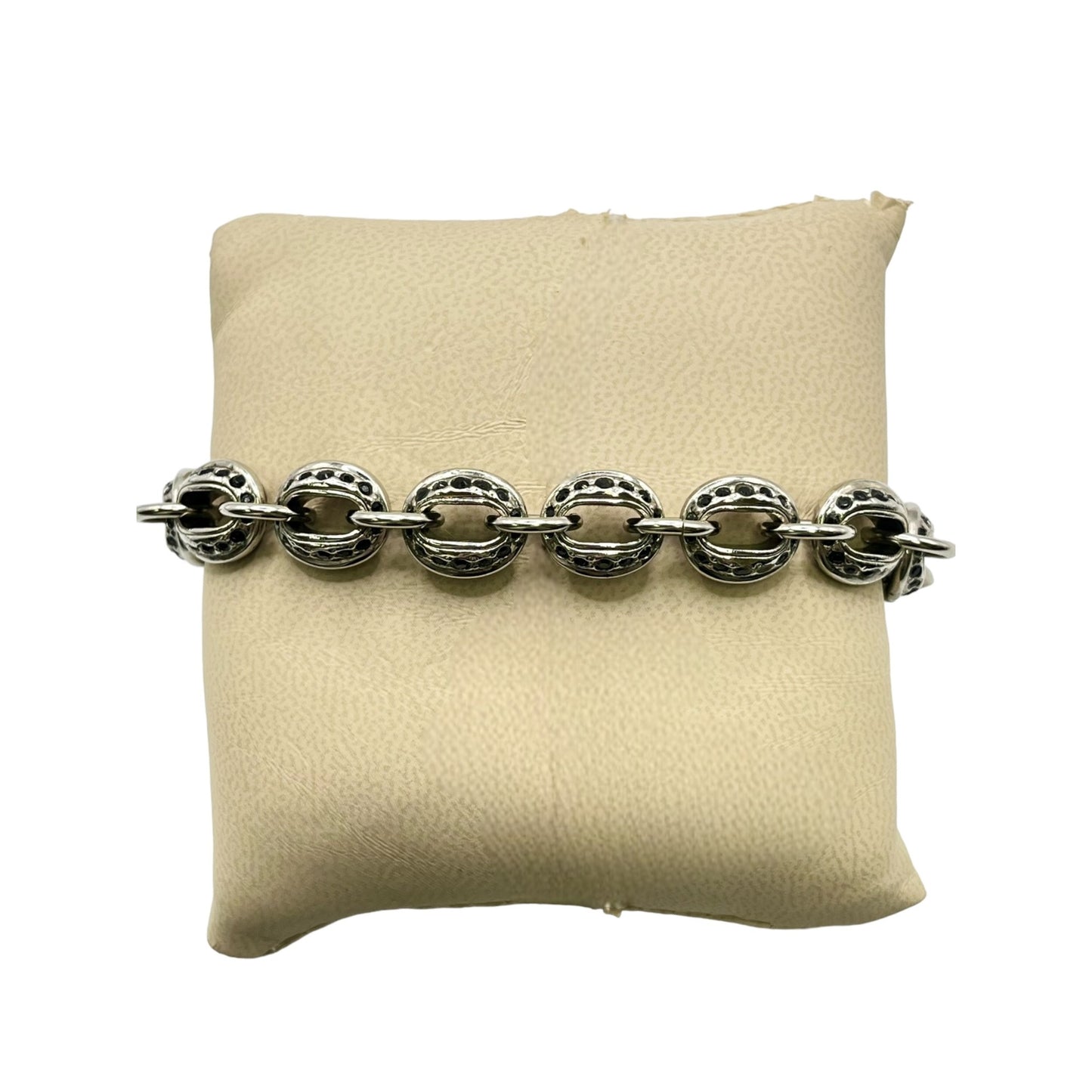 St. John Women's Silver Tone Link Bracelet Black Crystal Basic Classic