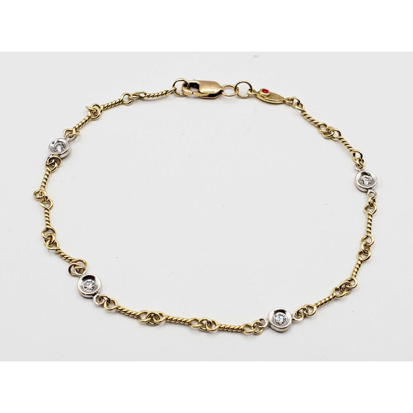 Roberto Coin Designer Natural Diamond Station Bracelet 18k Yellow Gold