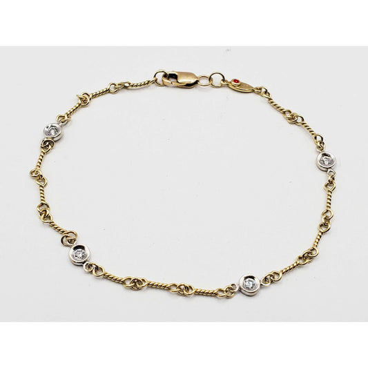 Roberto Coin Designer Natural Diamond Station Bracelet 18k Yellow Gold