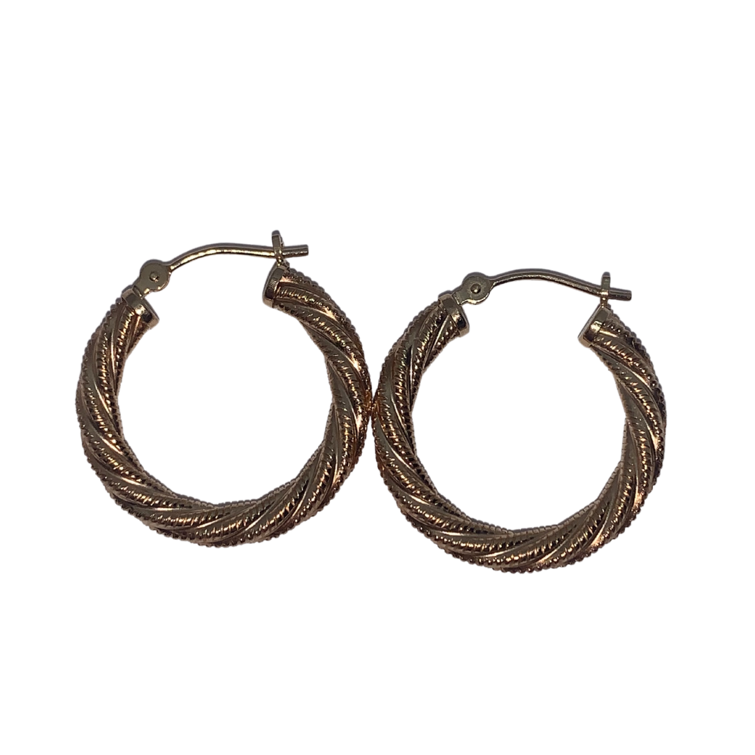 Twisted Small Hoop Earrings 14K