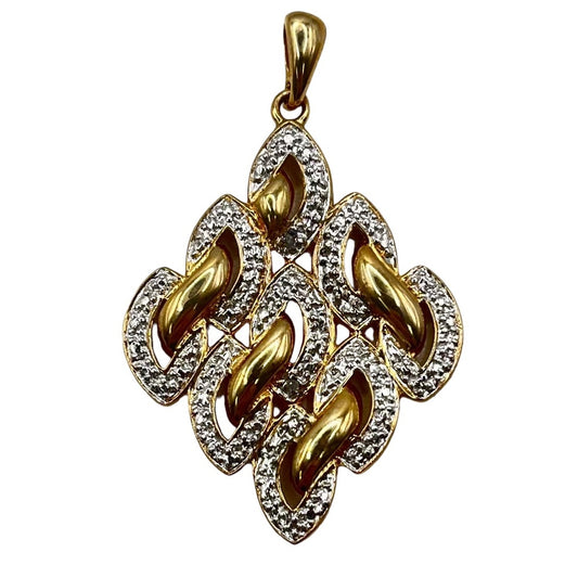 Ross Simons 925 Sterling Silver Gold Overlay Sparkle Necklace Pendant Ornate