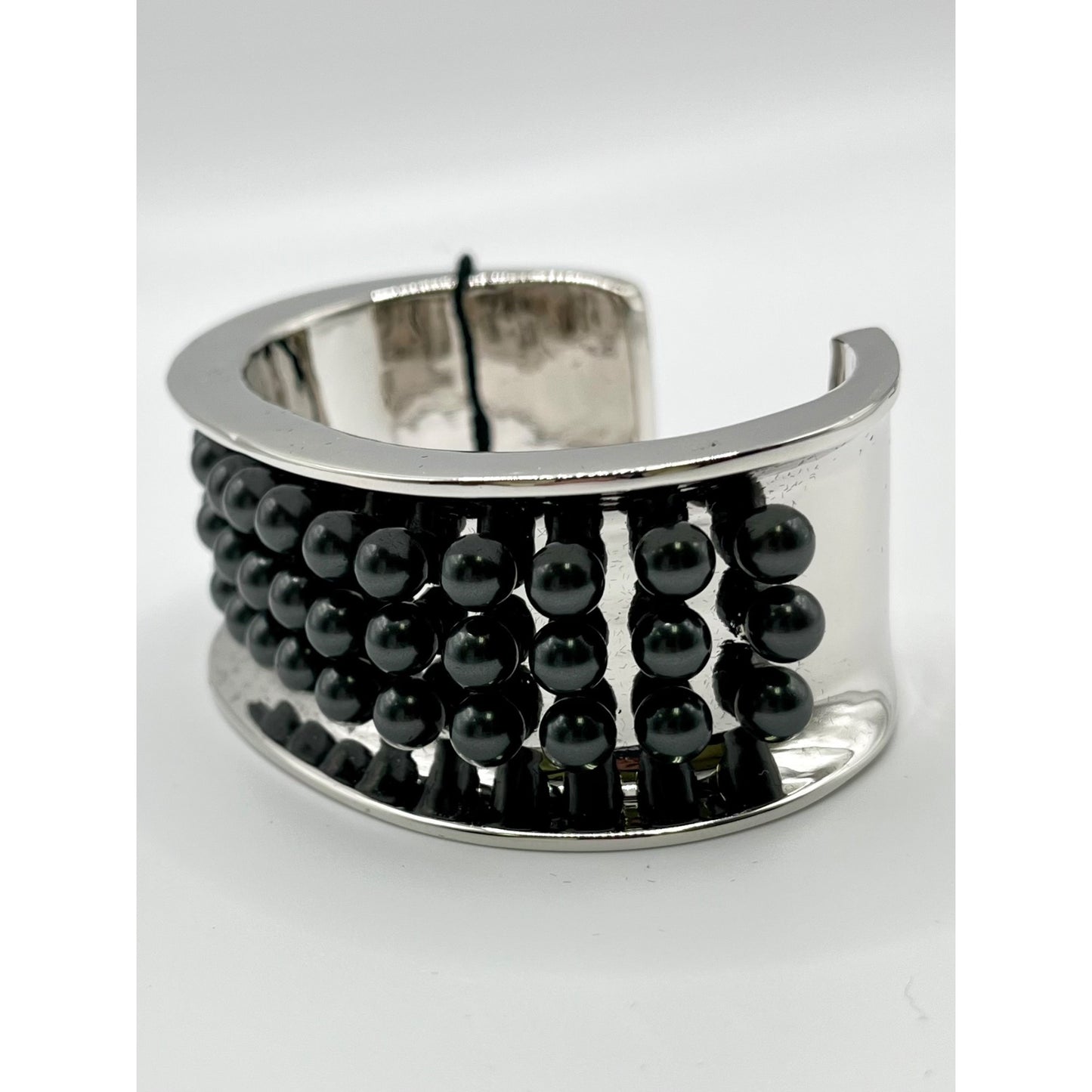 St. John Women's Knit Studded Bracelet Silver Tone Cuff Chunky Statement