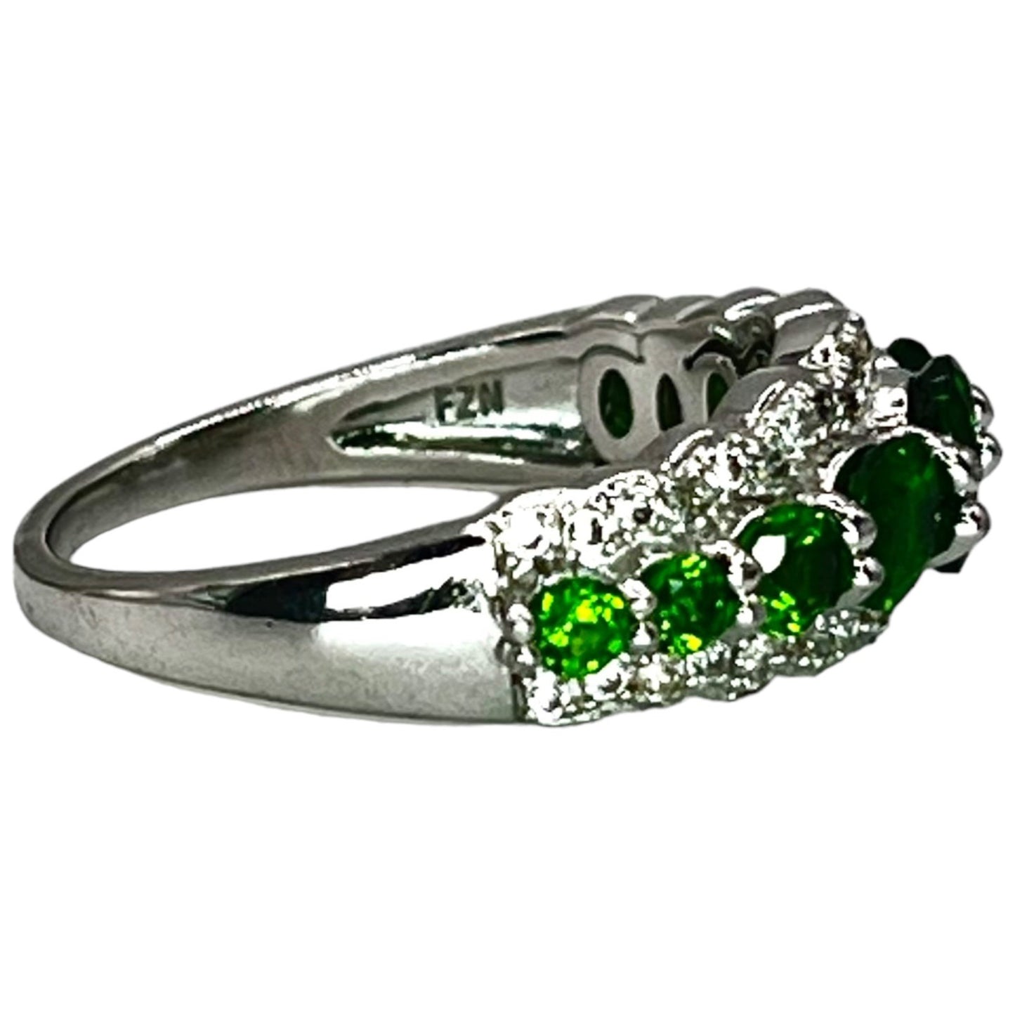 925 Sterling Silver Chrome Diopside CZ Accent Band Ring Size 7 Colorful Green