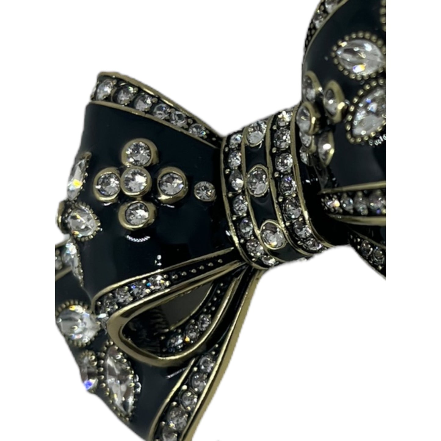 Heidi Daus Belle Beau Enamel and Crystal Bow Pin Brooch Statement