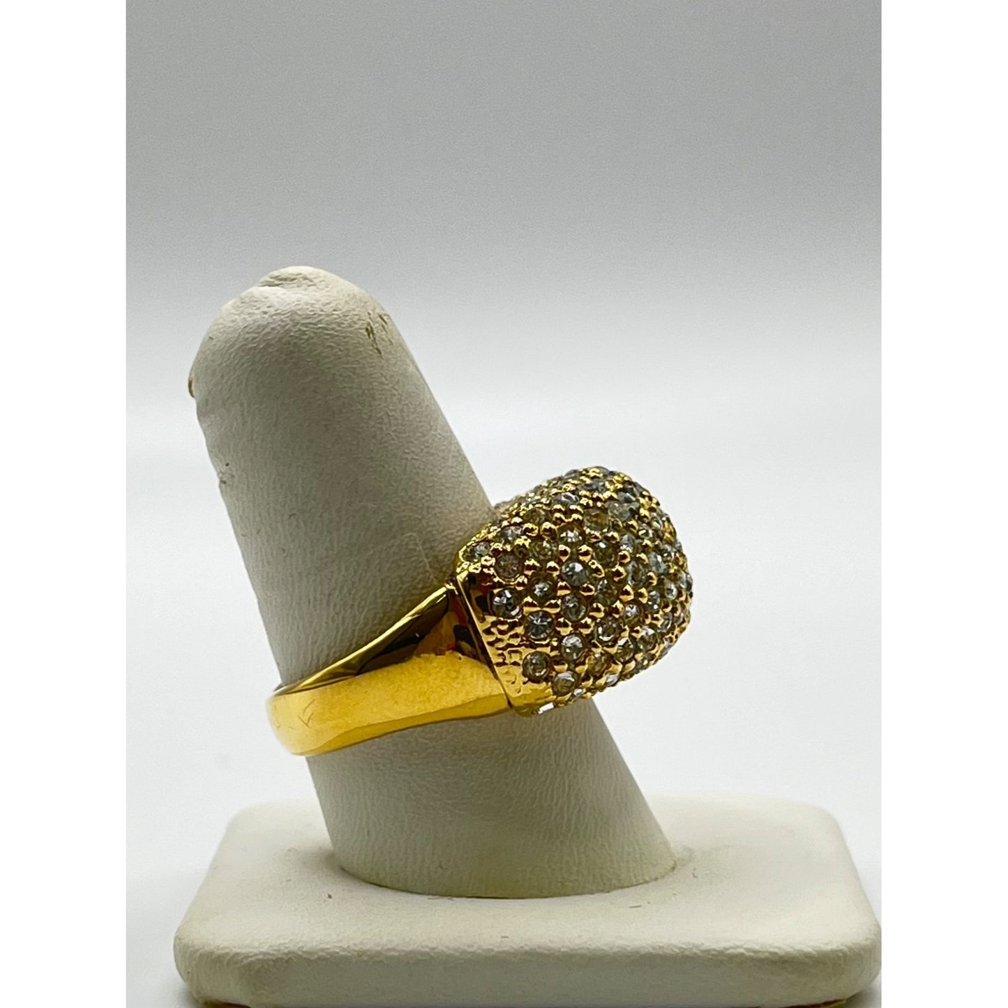 Vintage St. John Gold Tone Pave Crystal Ring Wide Band Statement Size 7.75