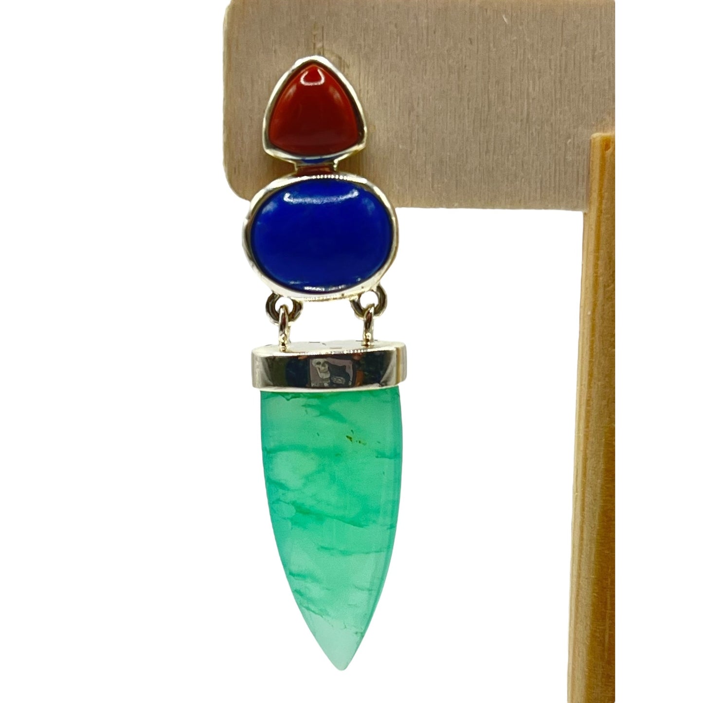 Whitney Kelly Sterling Silver Jadeite Lapis Lazuli Red Agate Dangle Drop Earring