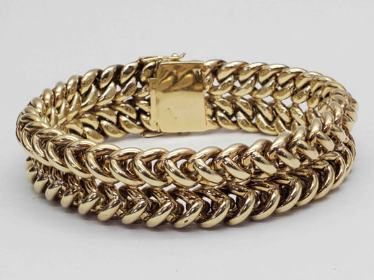 18mm Wide 6mm Thick Bracelet 14k Gold 7-7/8" Long 51.2 Grams