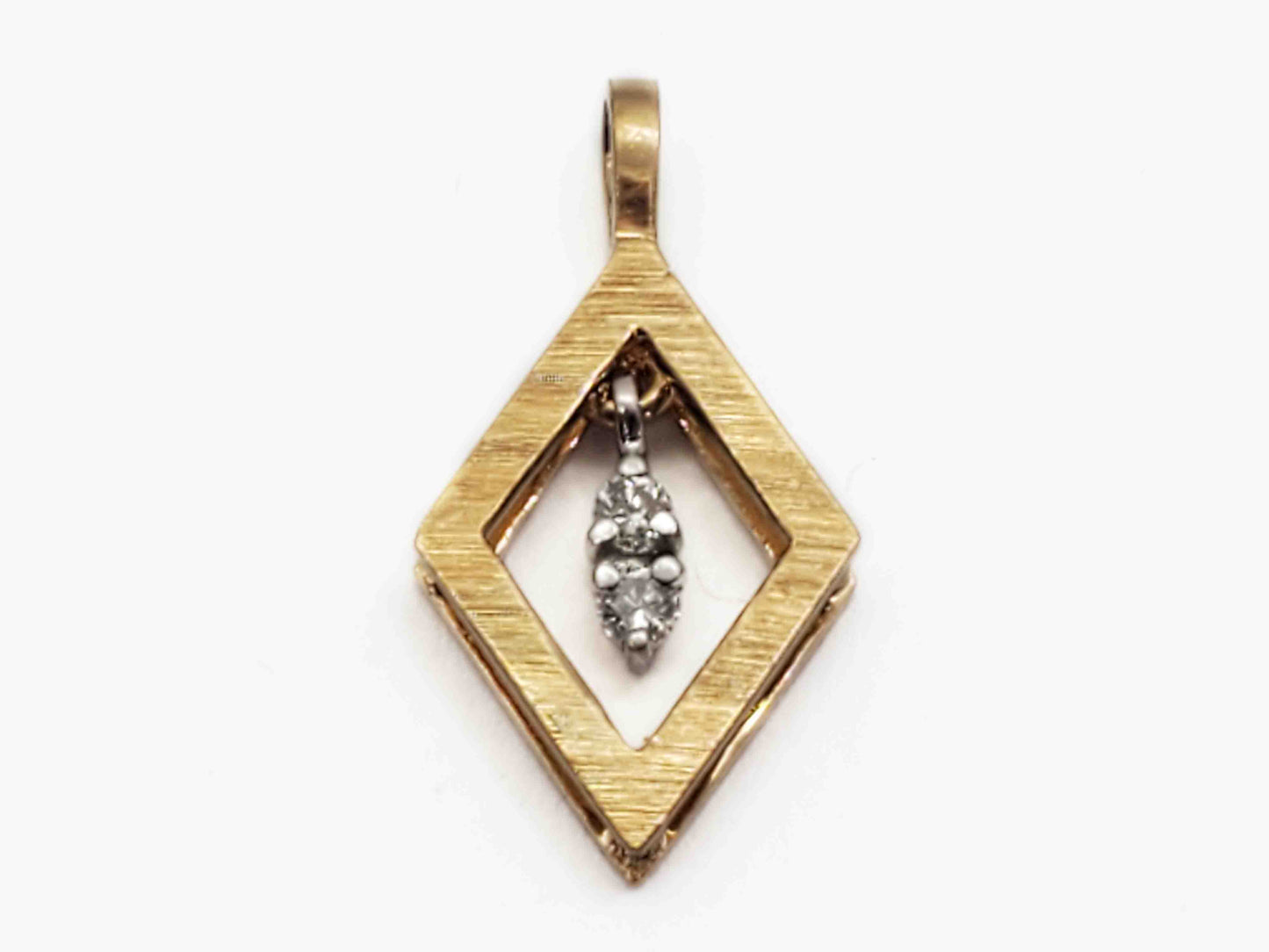 0.05 ctw Diamond Dangle Diamond-Shaped Openwork Pendant 14k Two-Tone Gold