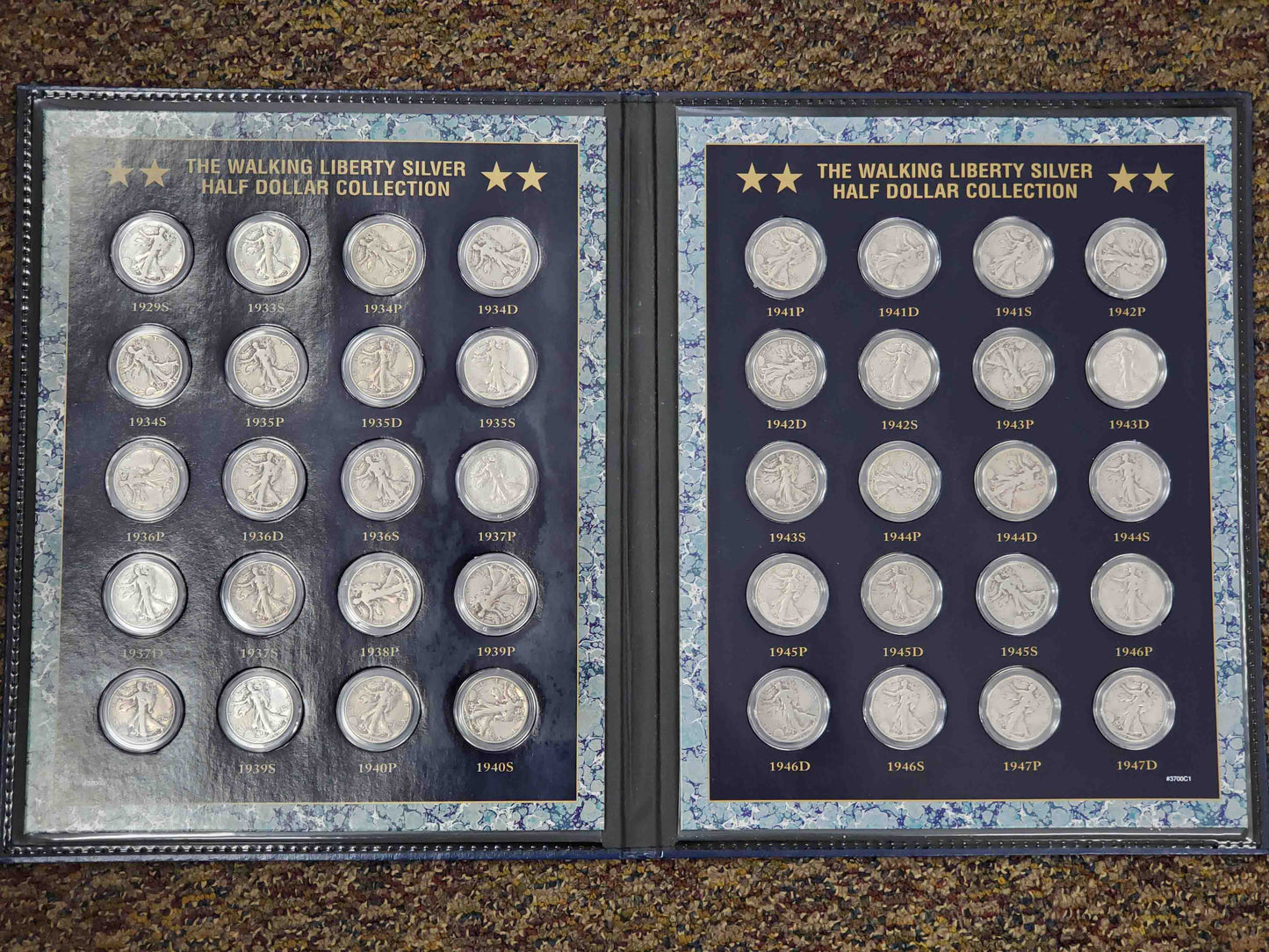 40pc Complete 1929-1947 Silver Walking Liberty Half Dollar Collection