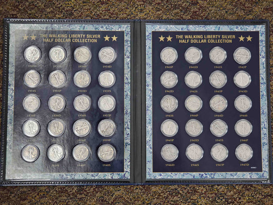 40pc Complete 1929-1947 Silver Walking Liberty Half Dollar Collection