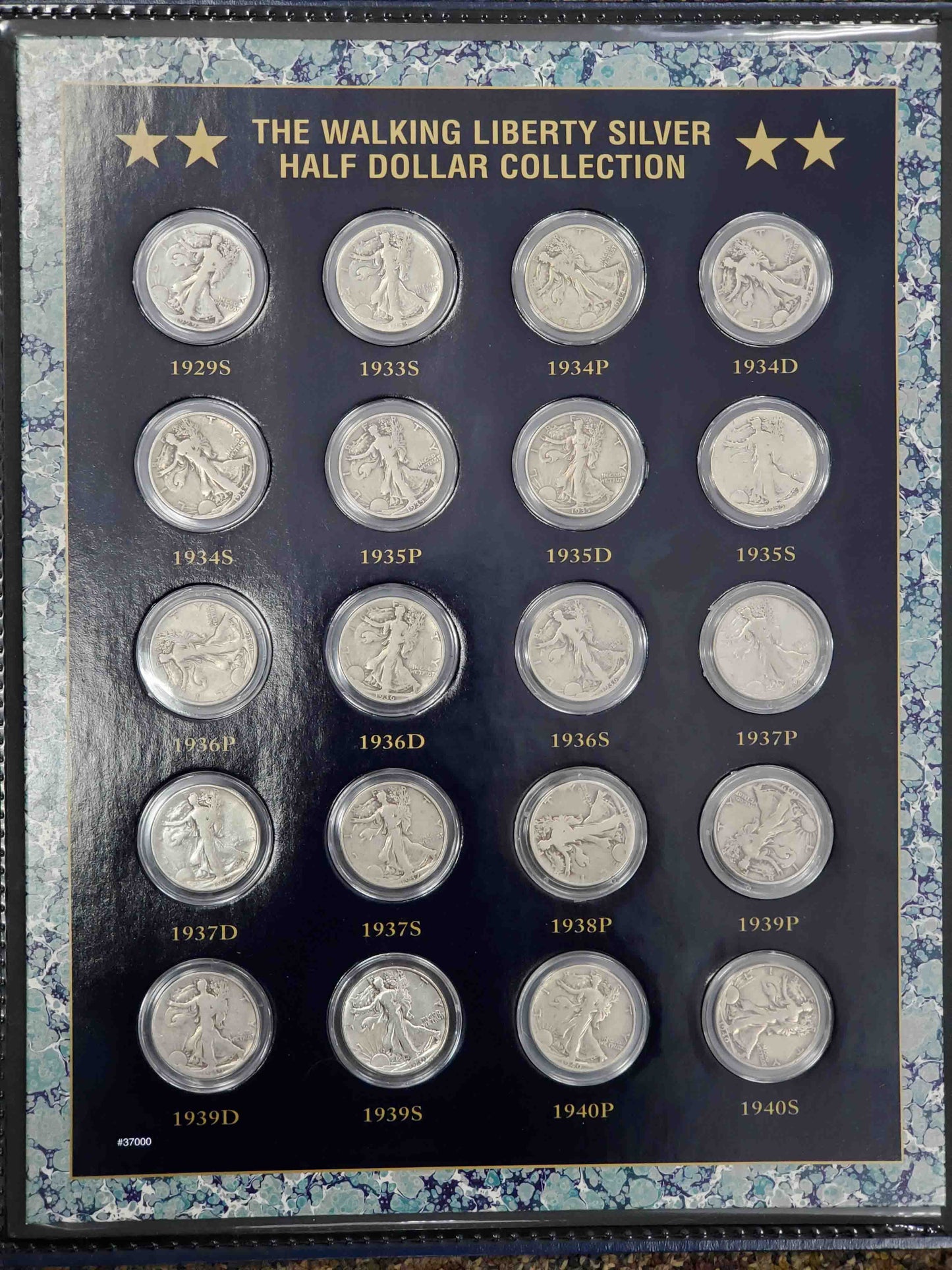 40pc Complete 1929-1947 Silver Walking Liberty Half Dollar Collection