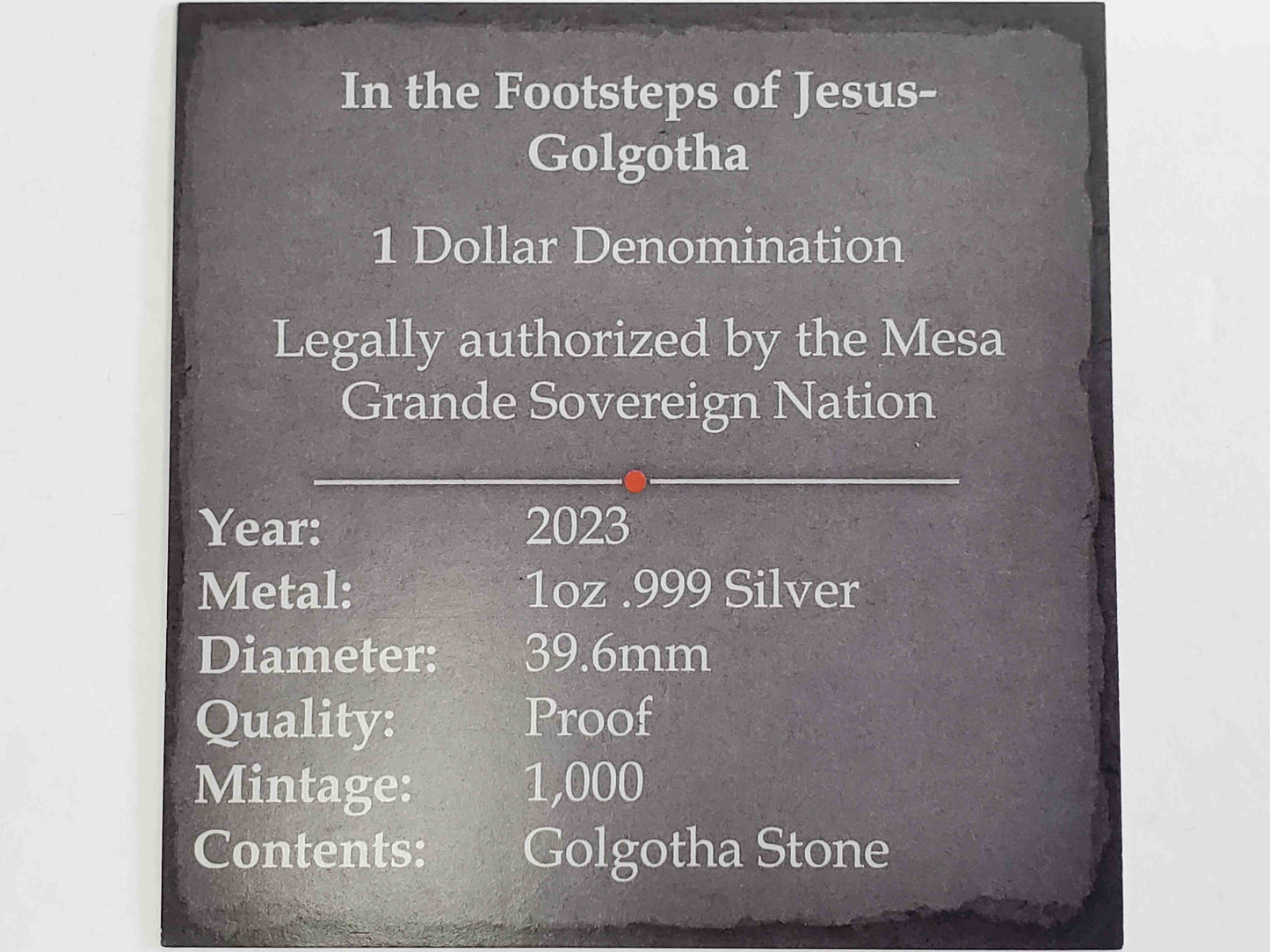 CoinJewels 2023 1 oz Silver Proof Coin "In the Footsteps of Jesus-Golgotha"