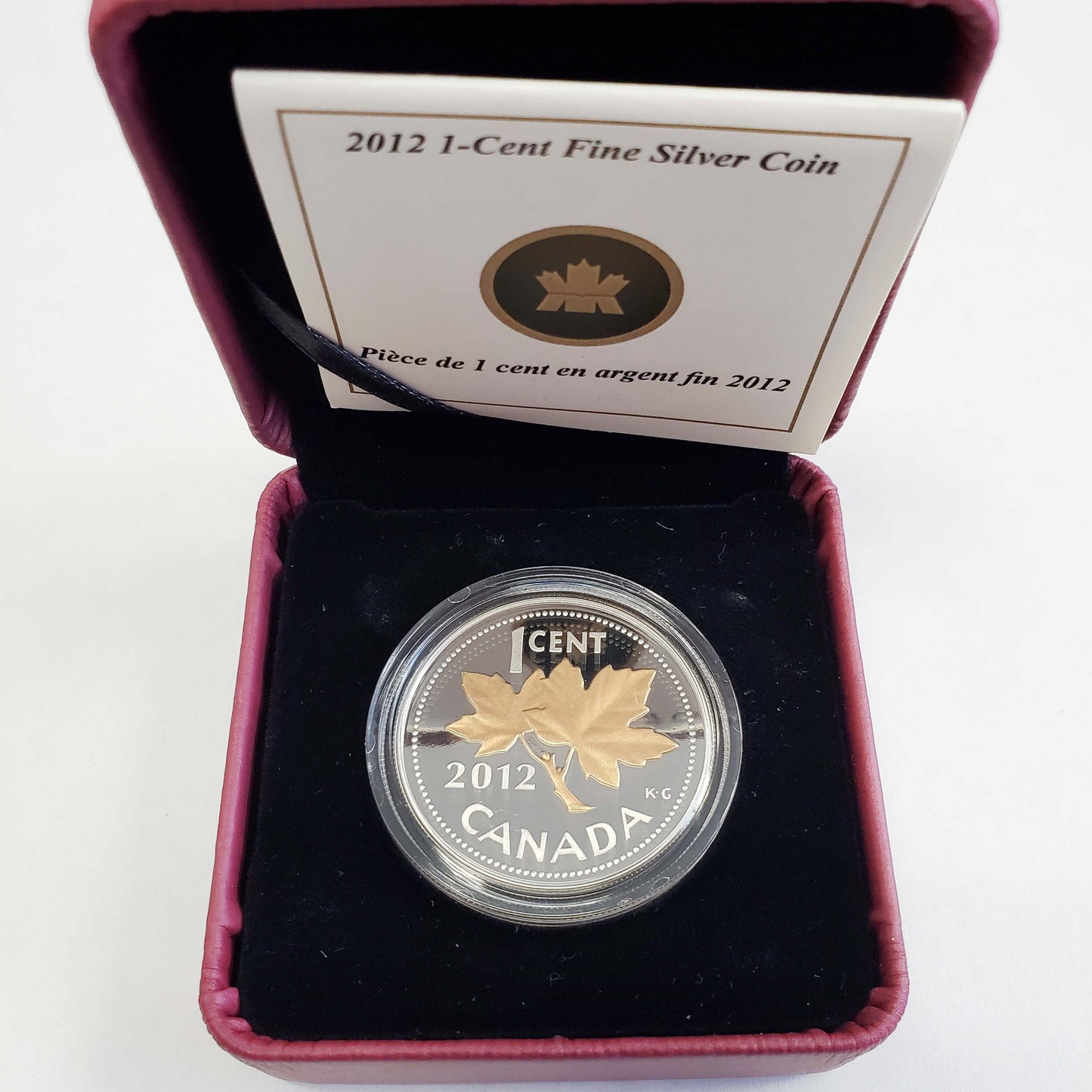 Royal Canadian Mint 2012 1/2 oz .999 Fine Silver 1-Cent Coin w/Box