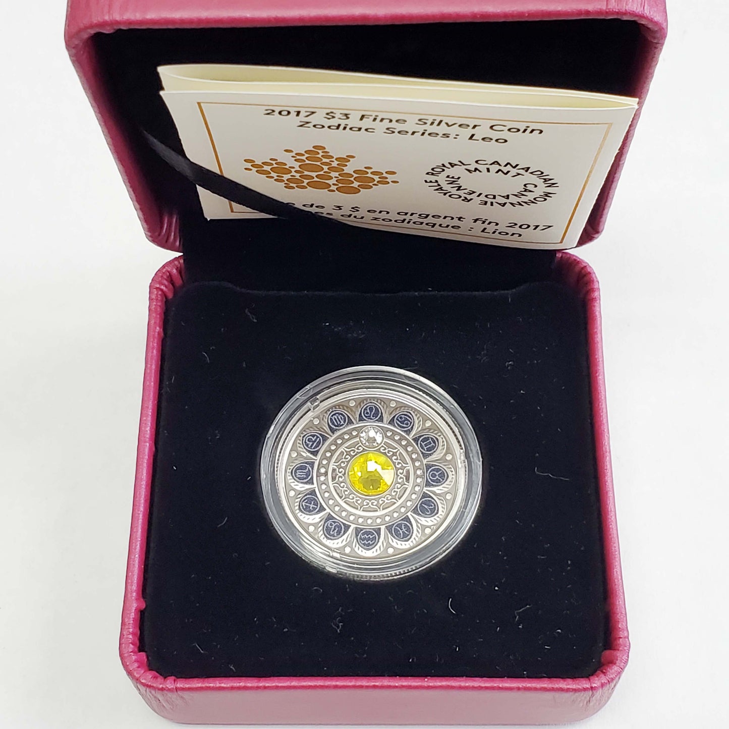 Royal Canadian Mint 2017 $3 1/4 oz .999 Fine Silver Zodiac Leo Coin w/Box