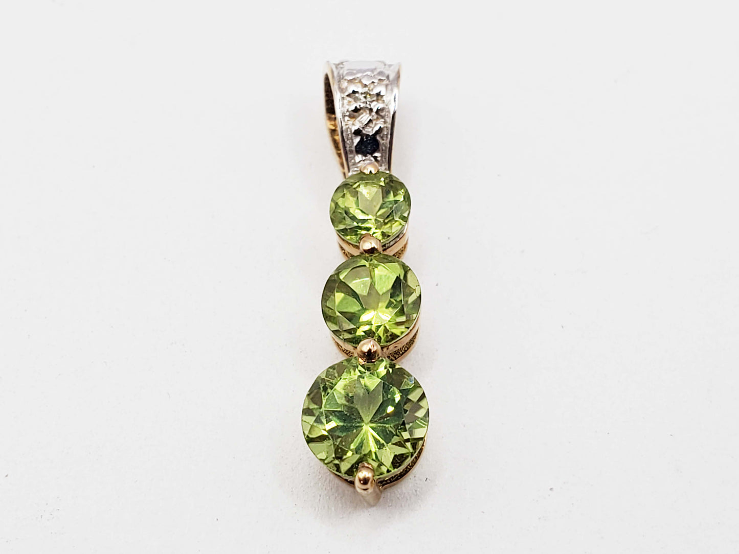 Peridot & Diamond Journey Pendant 10k Gold