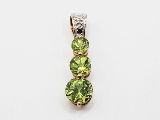 Peridot & Diamond Journey Pendant 10k Gold