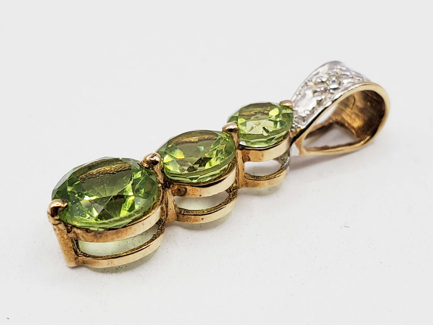 Peridot & Diamond Journey Pendant 10k Gold