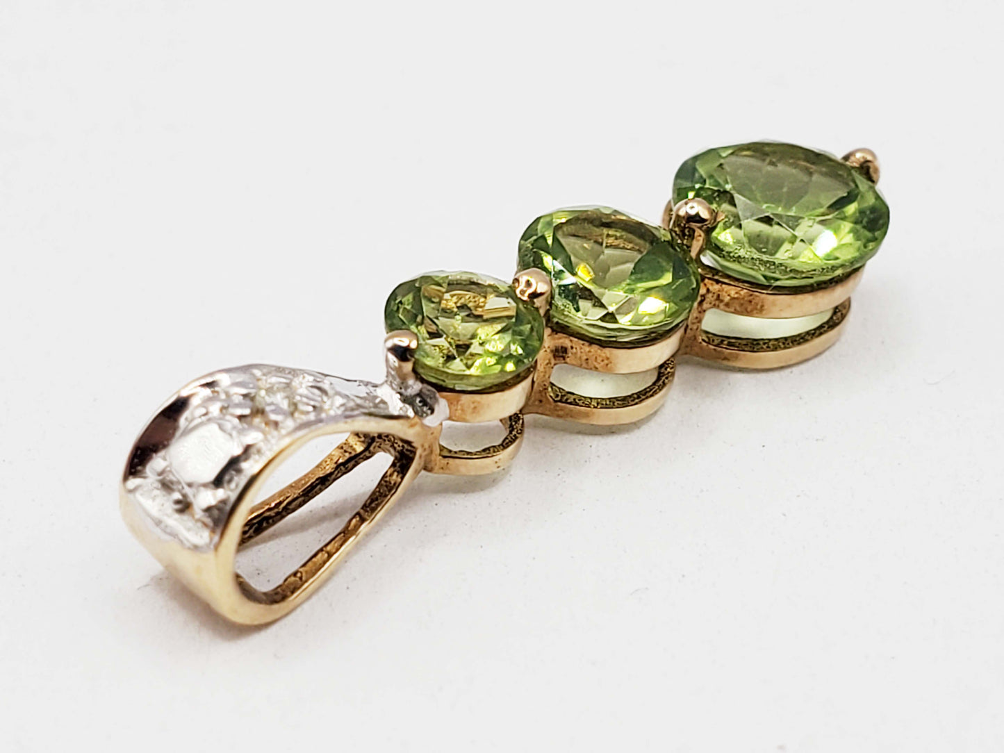 Peridot & Diamond Journey Pendant 10k Gold