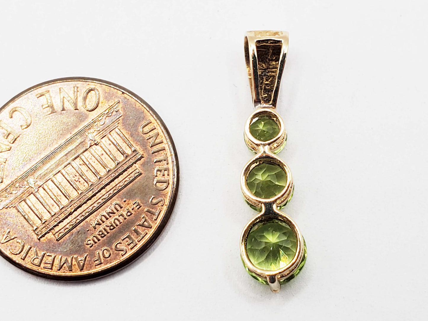 Peridot & Diamond Journey Pendant 10k Gold