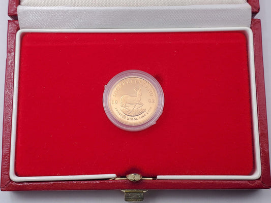 1993 1/10 oz Gold Krugerrand with Box South Africa Mint