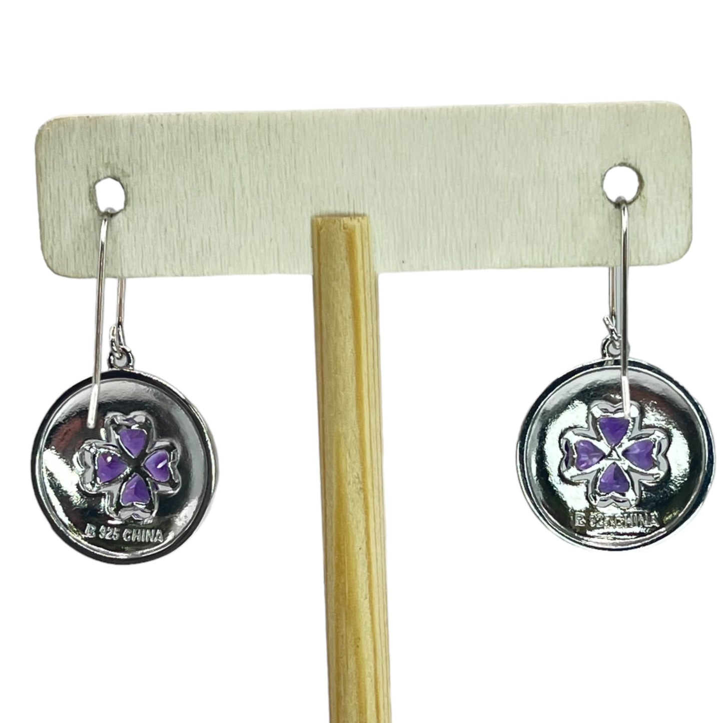 Ross Simons 925 Sterling Silver Floral Amethyst Dangle Earrings Colorful