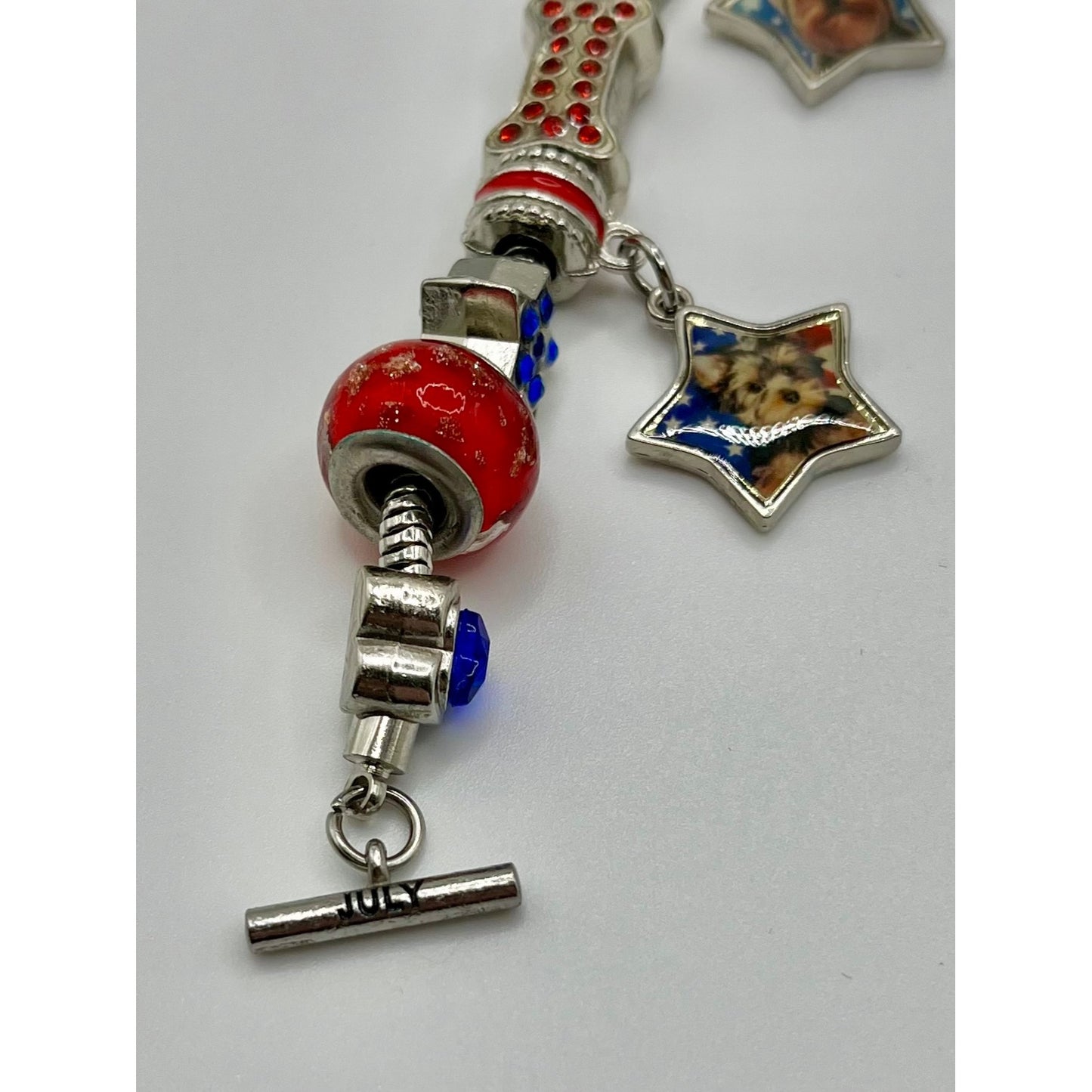 Willabee & Ward Yorkie Dog Lover Charm Bracelet July Base Metal America 4th USA