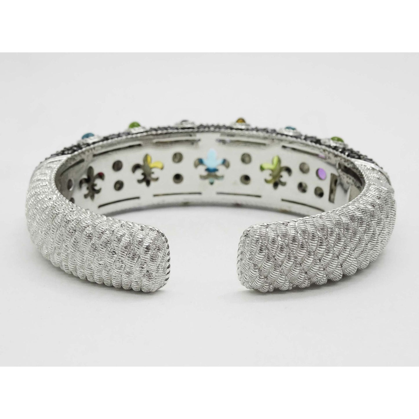 Judith Ripka Multi Gem Cuff Bracelet Sterling Silver