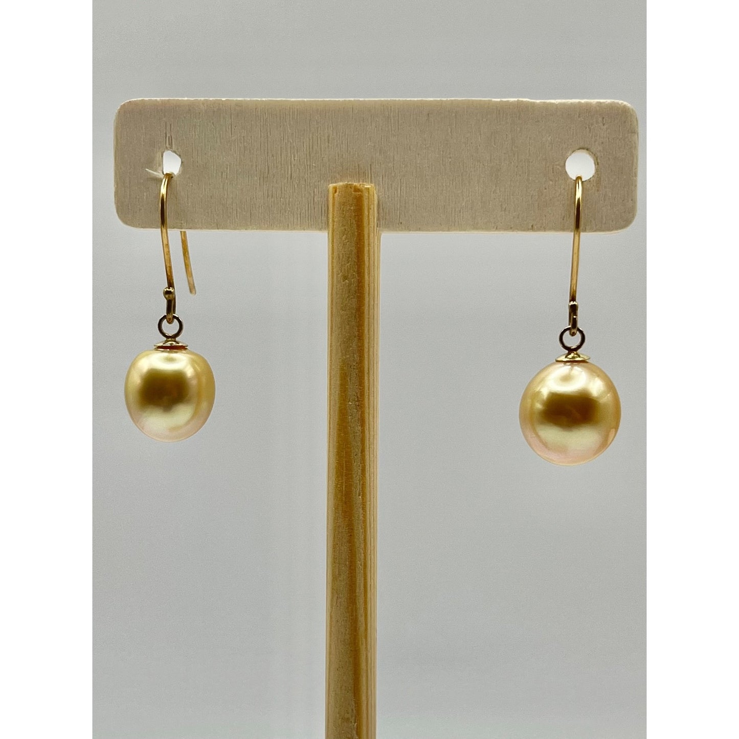 925 Sterling Silver Gold Vermeil Golden Freshwater Pearls Dangle Drop Earrings