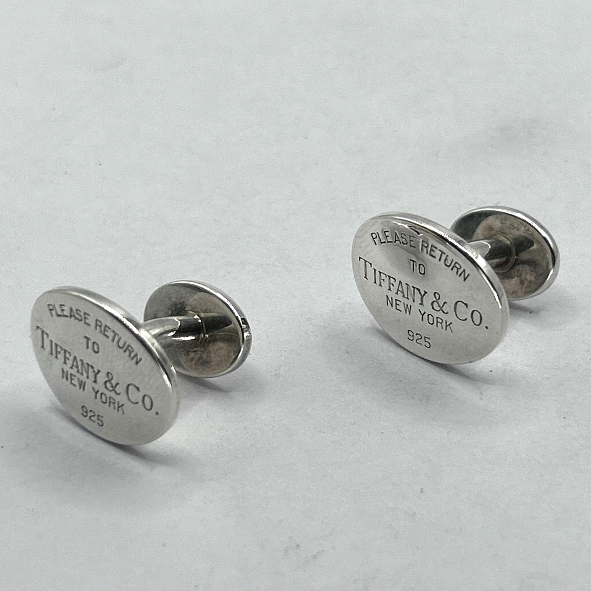 Tiffany & Co. Please Return To Oval Cufflinks Sterling Silver 925