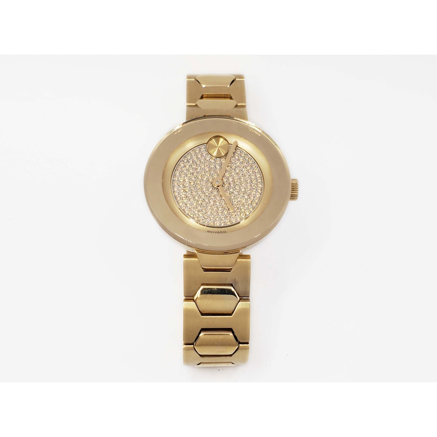 Movado Bold Ladies Wristwatch Gold Tone Pave Dial 3600492