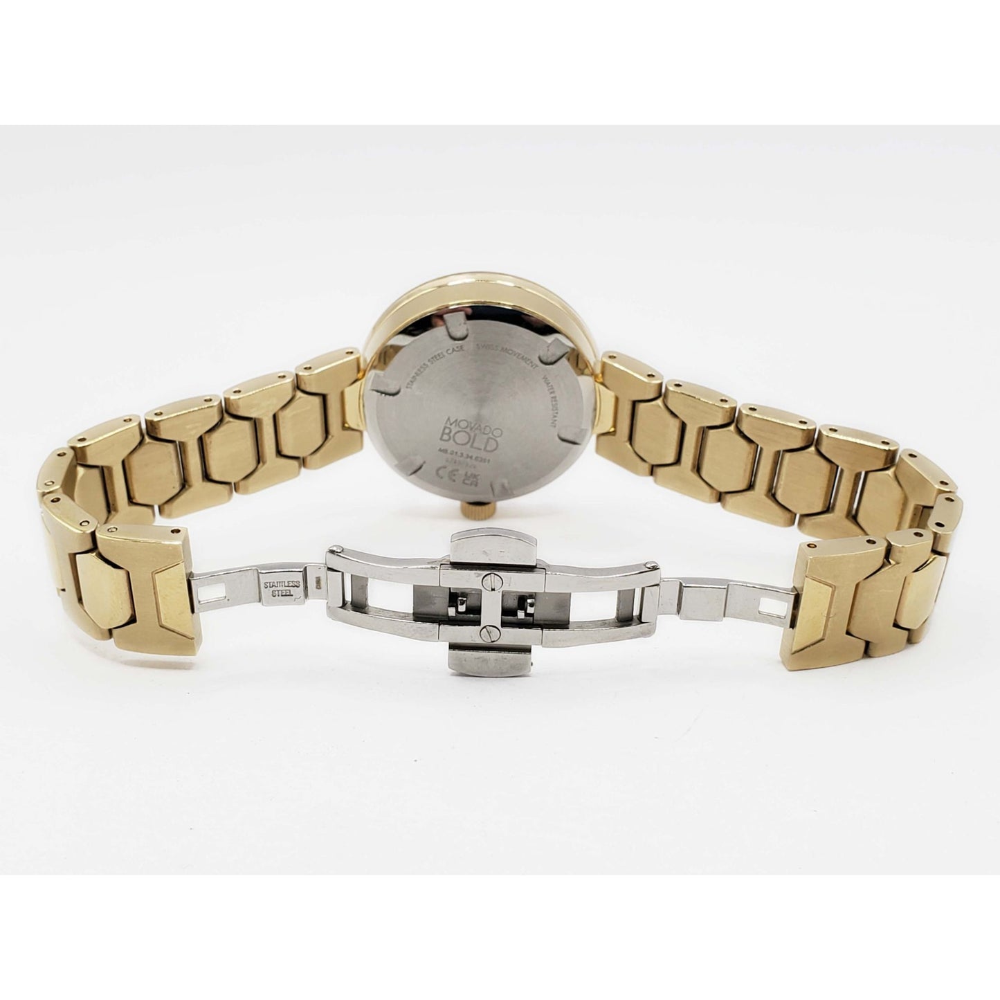 Movado Bold Ladies Wristwatch Gold Tone Pave Dial 3600492