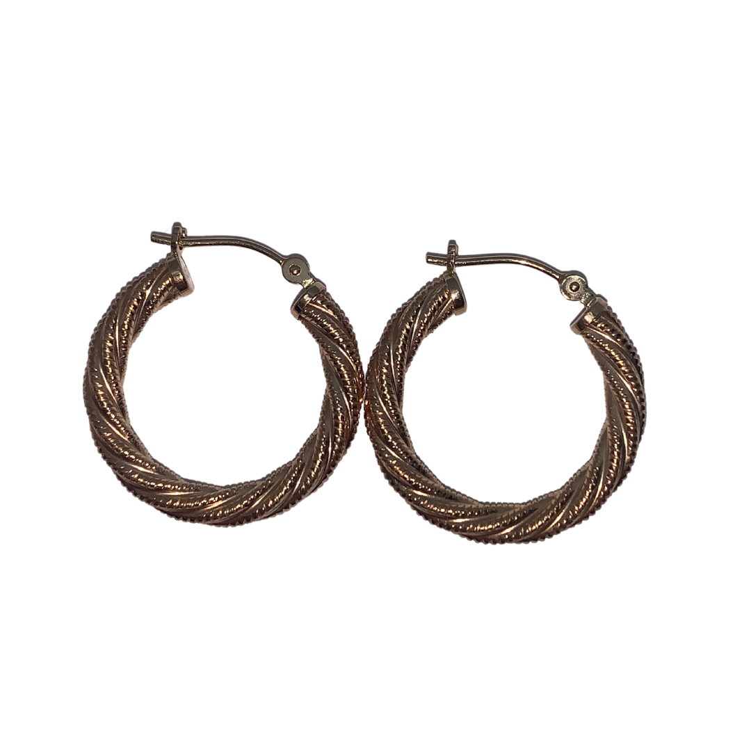 Twisted Small Hoop Earrings 14K