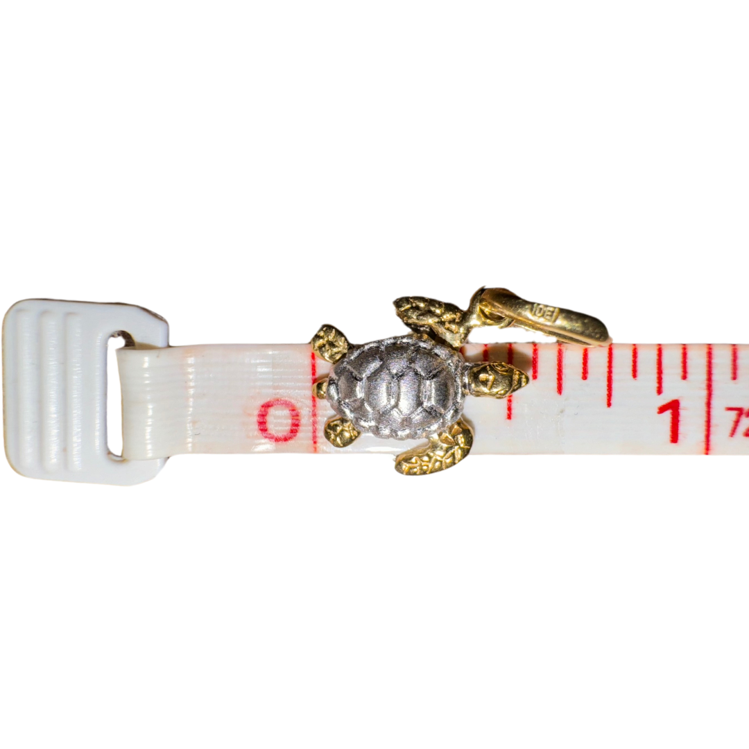 18k Two Tone Yellow Gold Land Turtle Charm Pendant